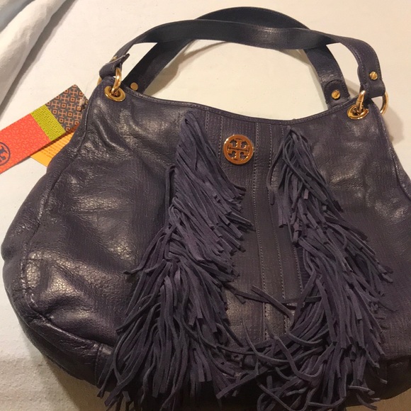 Tory Burch purple shoulder bag with fringe NWT - Picture 4 of 8